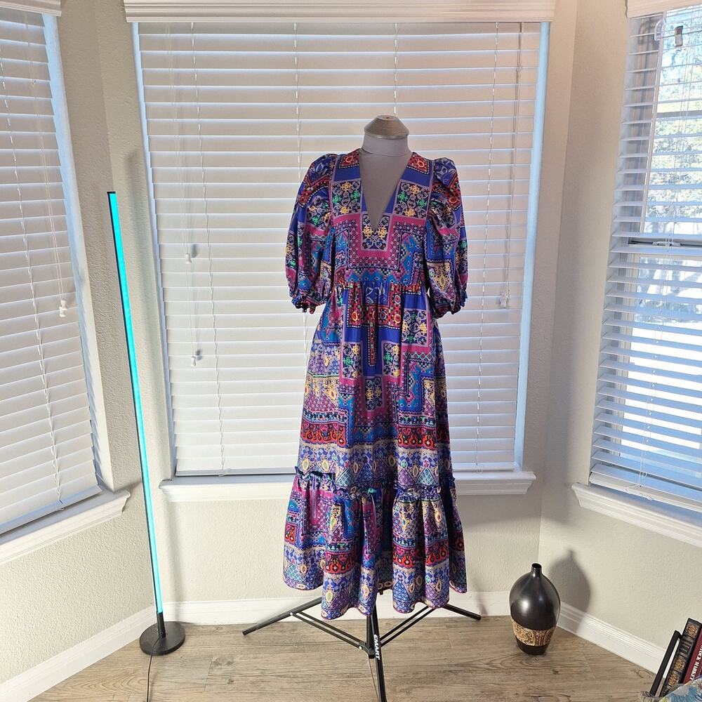 Hunter Bell New York Size M Short Sleeve Boho Maxi Dress - Picture 13 of 13